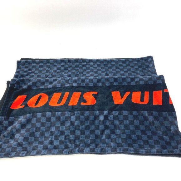 Authentic LOUIS VUITTON M73393 Damier Cobalt Cobalt Lace beach towel bath towel - Picture 5 of 13